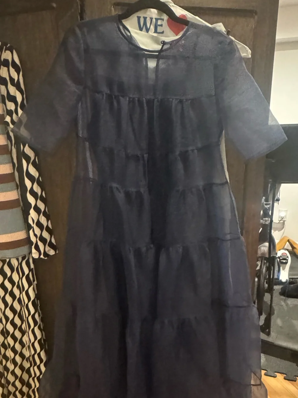 Staud Hyacinth Navy Blue Sheer Maxi Dress - Picture 2 of 5